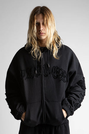 ZIP HOOD WASTED ORDO BLACK