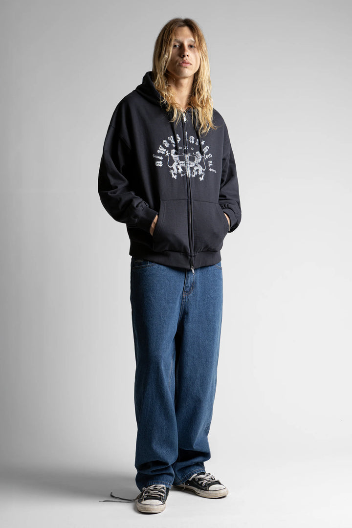 ZIP HOOD WASTED EMBLEM NIGHT BLUE