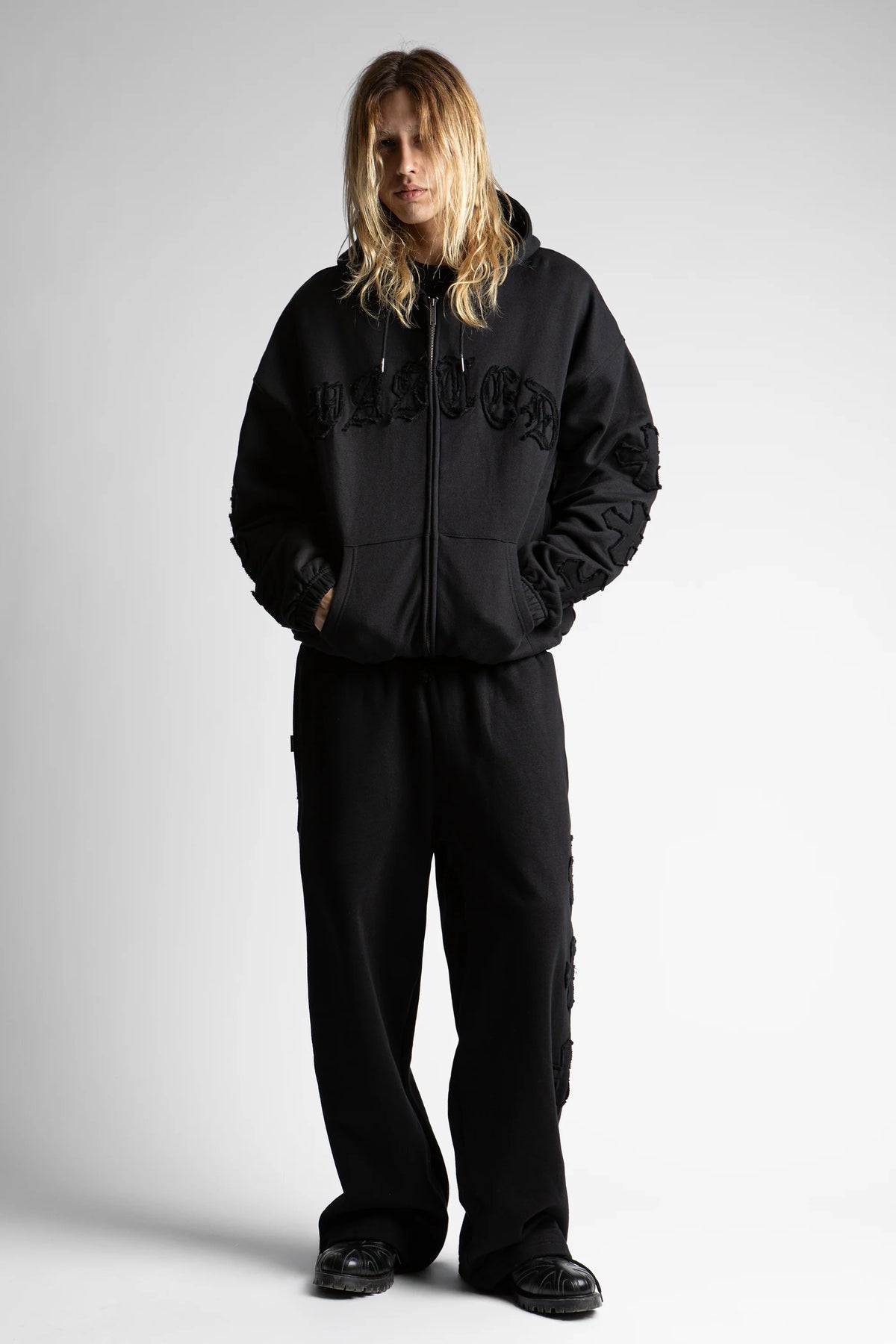 ZIP HOOD WASTED ORDO BLACK