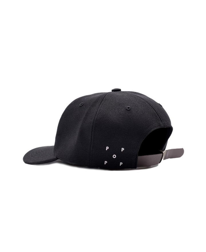 POP O 6 PANEL BLACK CAP