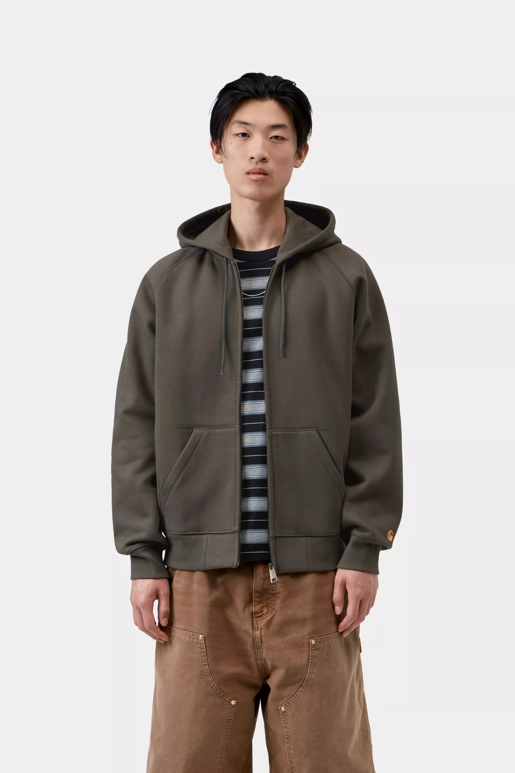HOOD ZIP CARHARTT WIP CHASE SHUNGITE/GLD