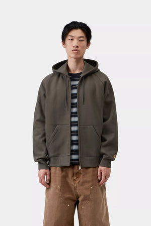 HOOD ZIP CARHARTT WIP CHASE SHUNGITE/GLD
