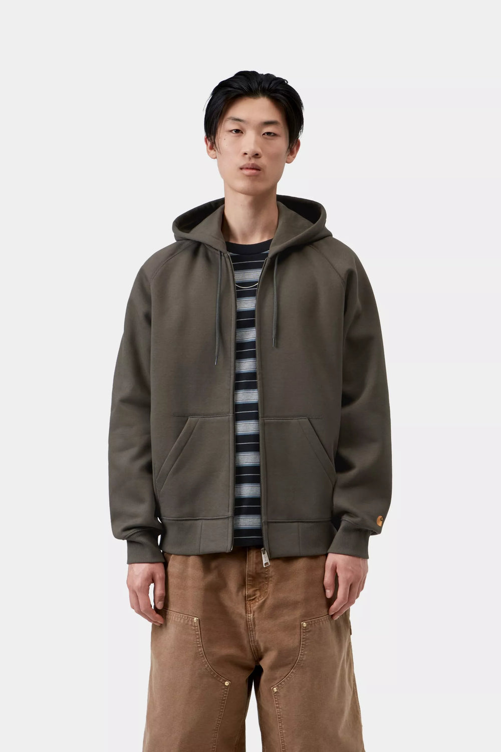 HOOD ZIP CARHARTT WIP CHASE SHUNGITE/GLD