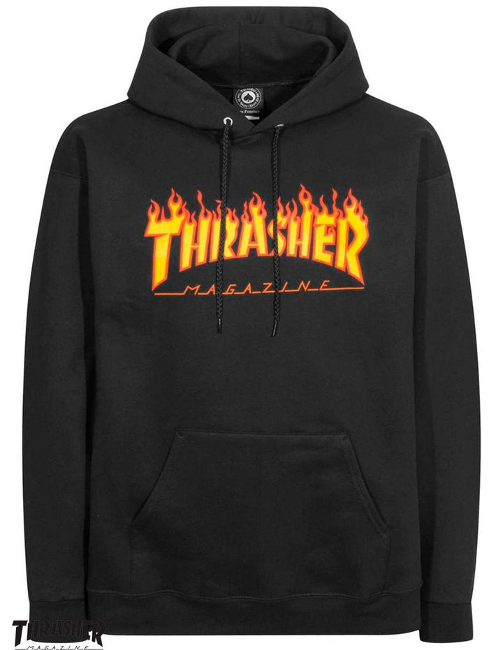 HOOD THRASHER FLAME LOGO BLACK