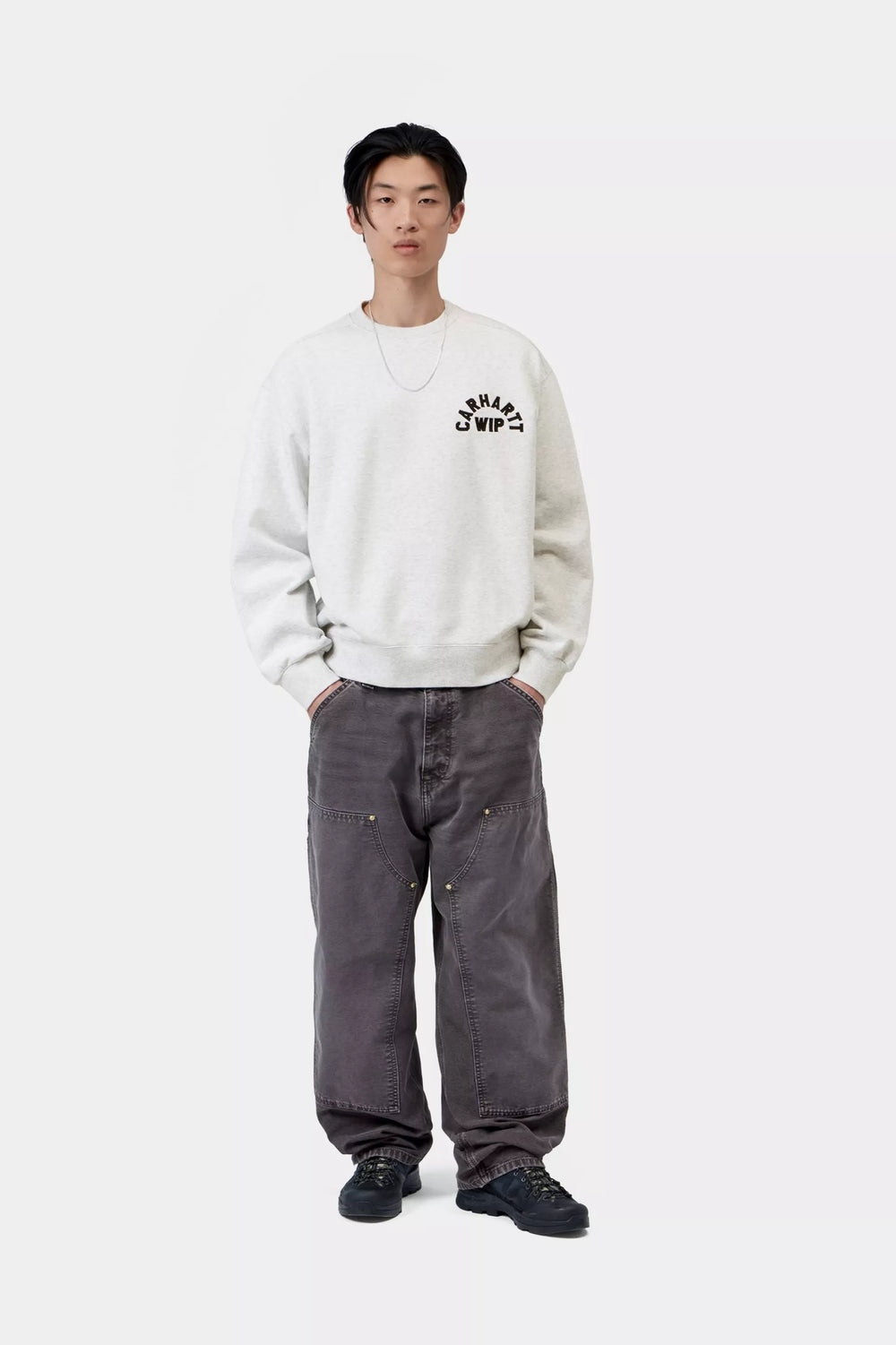 CREW CARHARTT WIP ARCH SCRIPT ASH HEATHE