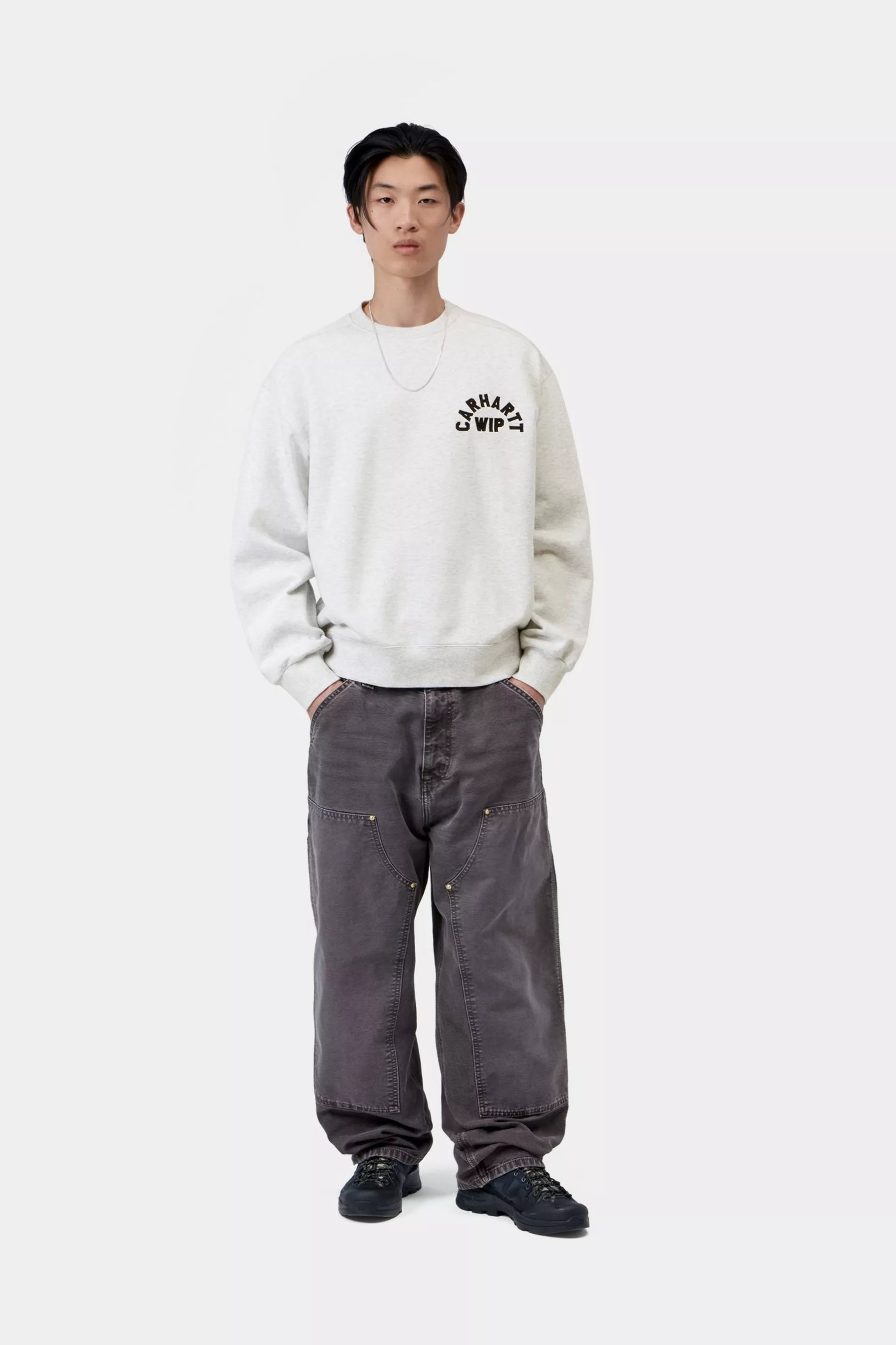 CREW CARHARTT WIP ARCH SCRIPT ASH HEATHE