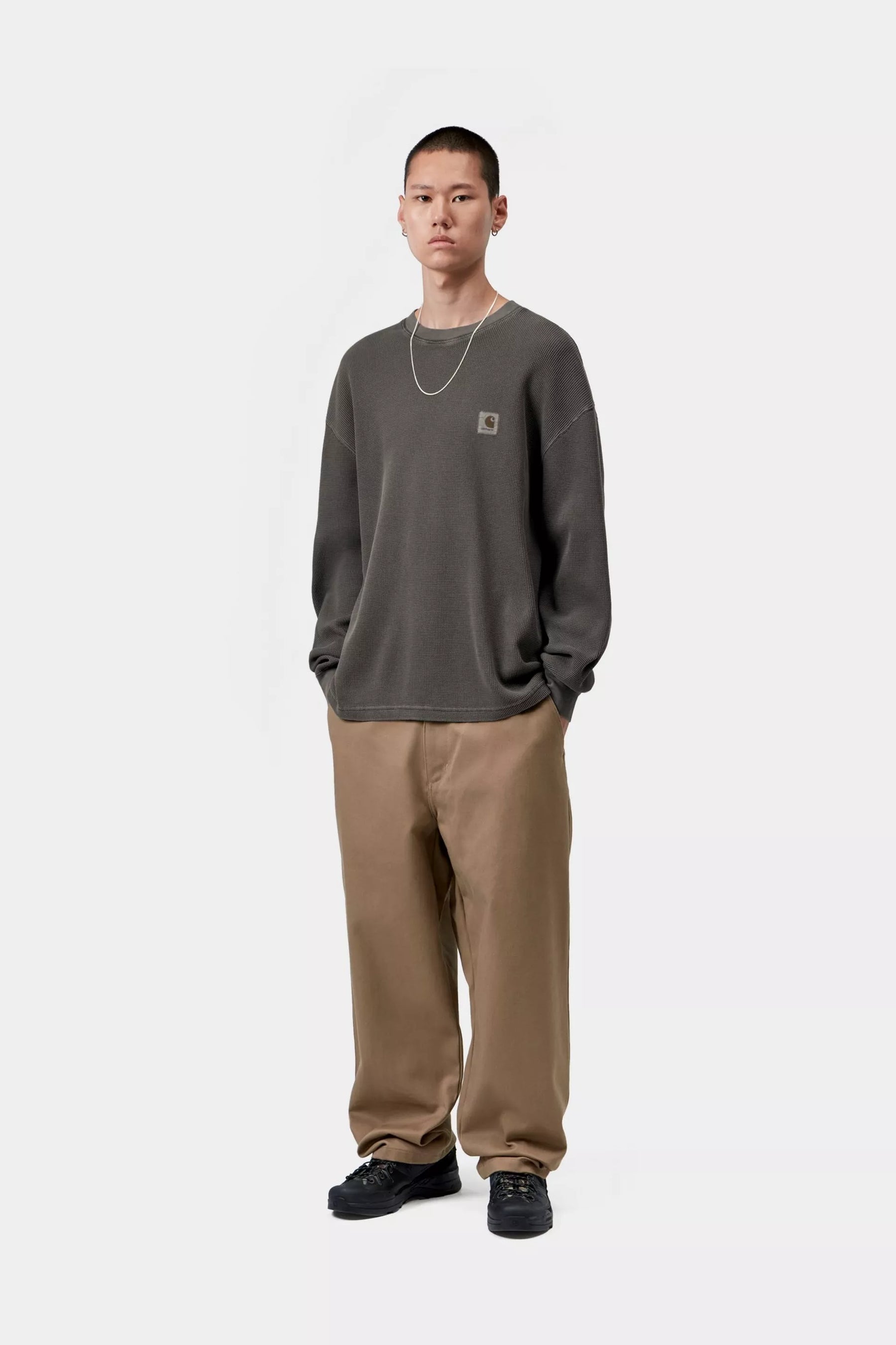 CTA CARHARTT WIP L/S VISTA WAFFLE BLACK