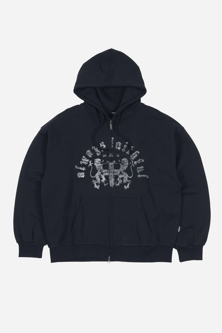ZIP HOOD WASTED EMBLEM NIGHT BLUE
