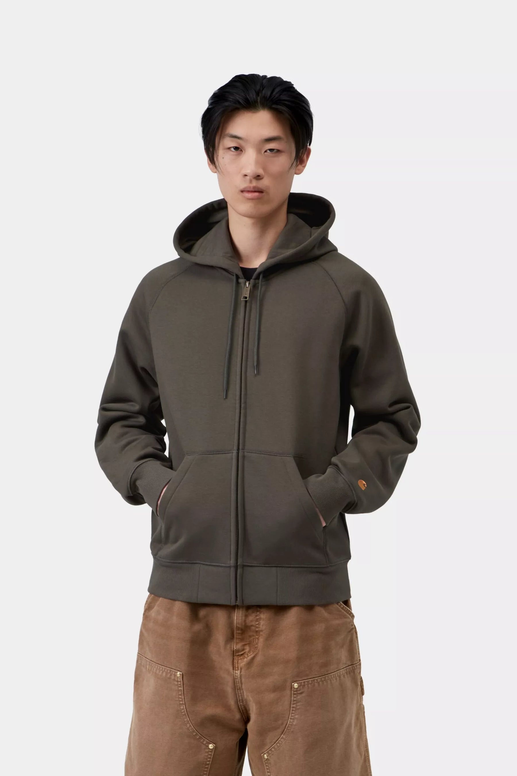 HOOD ZIP CARHARTT WIP CHASE SHUNGITE/GLD
