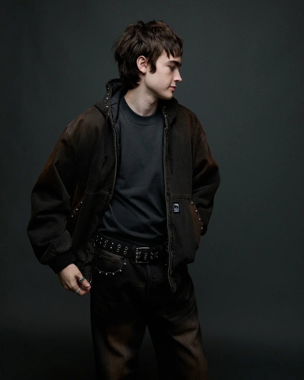 CHT OBEY STUDDED BLACK RUST WASH