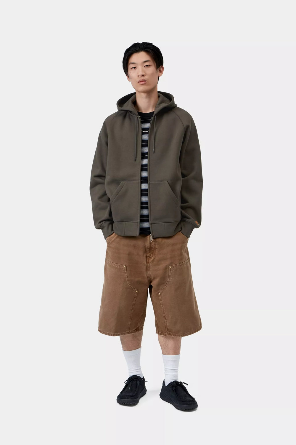 HOOD ZIP CARHARTT WIP CHASE SHUNGITE/GLD